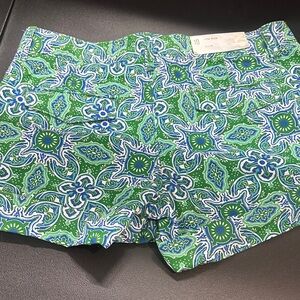 Old Navy Green and Blue Patterned Jean Shorts